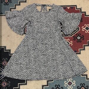 Sequin Hearts Black and White Patterned Kids Dress